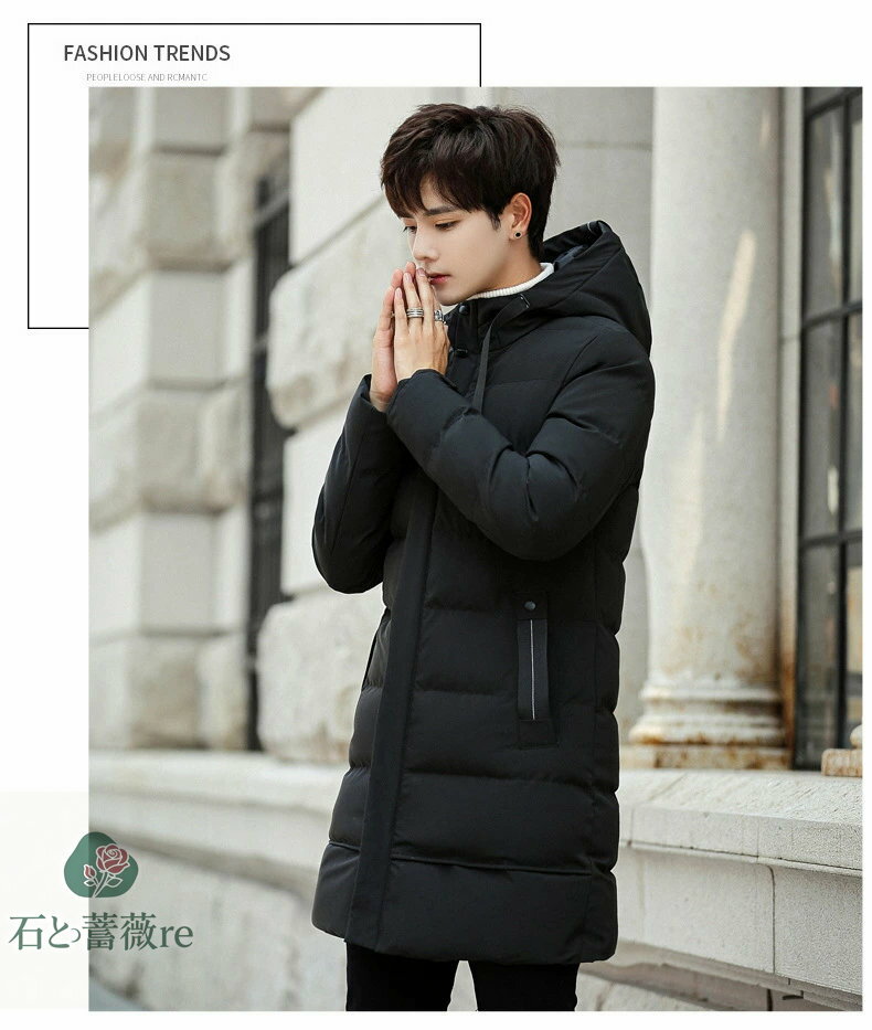 送料無料 ダウンコート メンズ ダウンジャケット メンズ メンズメルトンコート ロング丈 中綿 男子ハーフコート 男性アウター コート ビジネスコート カジュアル おしゃれ 冬 冬物 防寒 フード付き 楽天海外通販