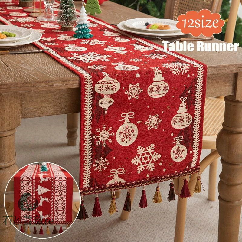 送料無料 New Arrival テーブルランナー テーブルクロス クリスマス Xmas 飾り スノーフレーク ヘラジカ ランチョンマット おしゃれ 北欧風 雰...