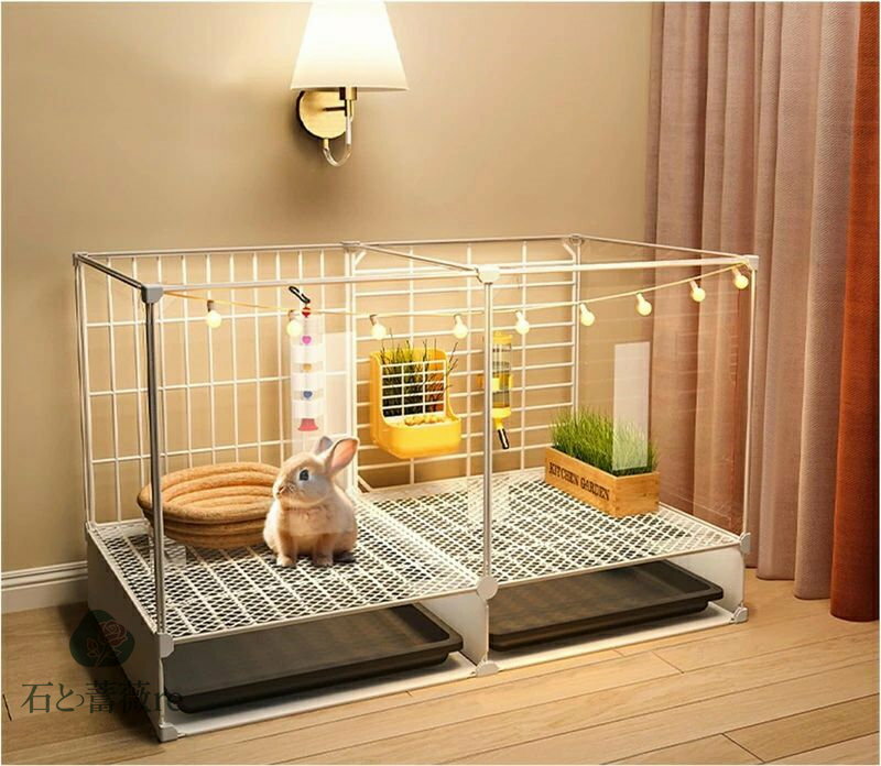 うさぎ ケージ 取り付け 保護フィルム 引き出し トレイ付き 兎 ケージ 透明 うさぎ小屋 組み立て ウサ..