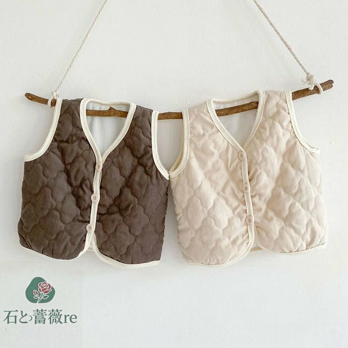無地 キルティング ベスト トップス コート キッズ服 ベビー服 赤ちゃん 子供服 厚手 2色 子供服 重ね..