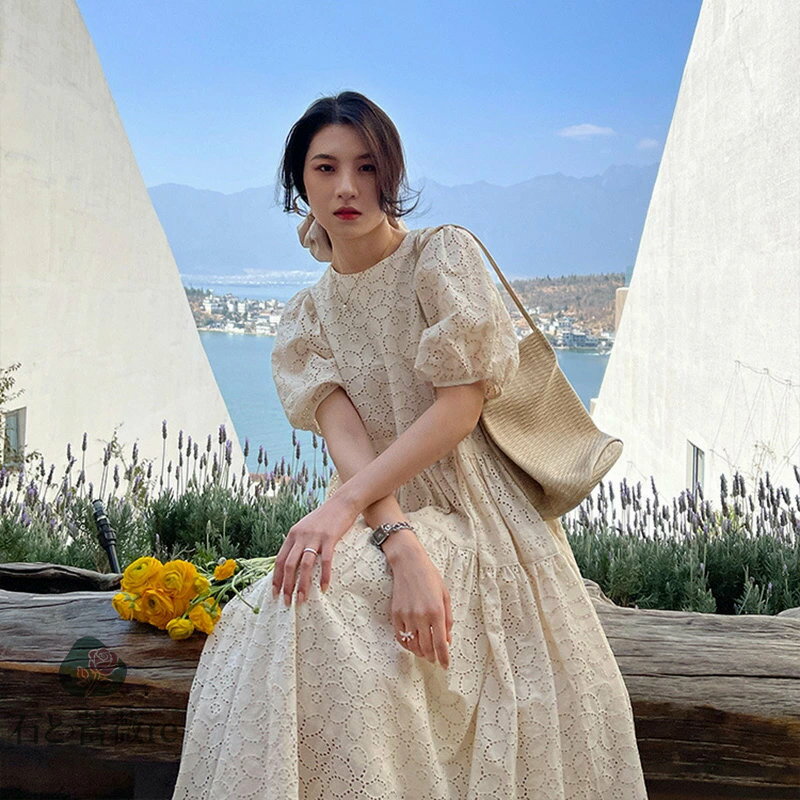 ワンピース夏きれいめ半袖ロング丈ギ...