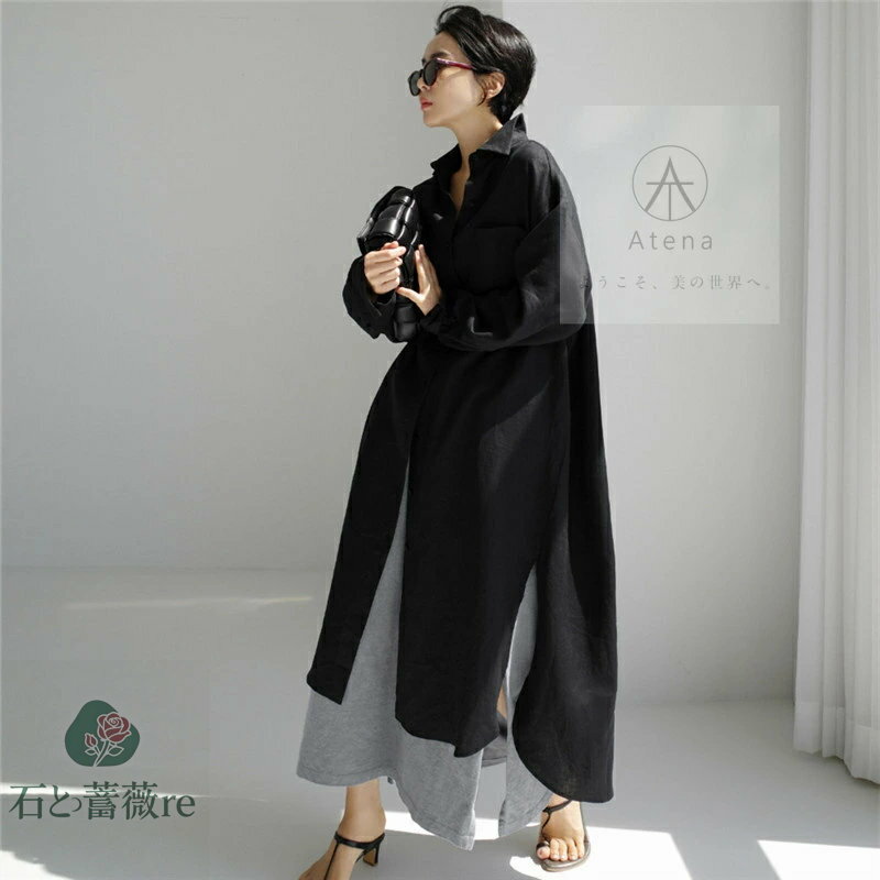 ワンピース レディース 夏 きれいめ シャツワンピース 半袖 春 ワンピース 秋物 長袖 ファッション 結婚式 Aライン ロング丈 ワンピース Vネック 綿麻 ロングシャツ 膝下丈 通気 お洒落 体型カバー 春 シンプル カジ