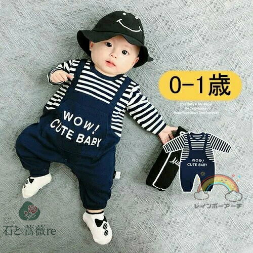 ベビー服 ロンパース 男の子 長袖 カバーオール レイヤードデザイン 赤ちゃん服 子供服 綿 コットン 柔らかい 春 秋 出産祝い 新生児 赤ちゃん 可愛い 贈...
