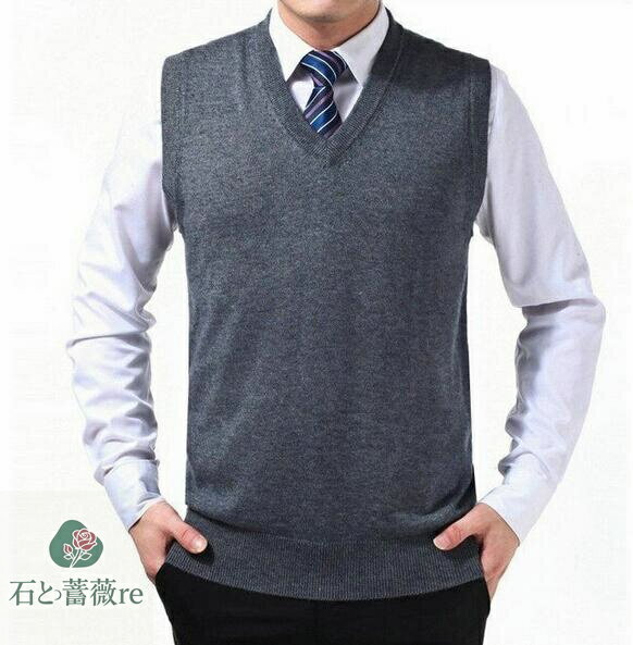 メンズニットベスト/通勤無地/フォーマルベスト/トップス/Vネック/セーター/ビジネス/カットソートップス　紳士服6色　フォーマル
