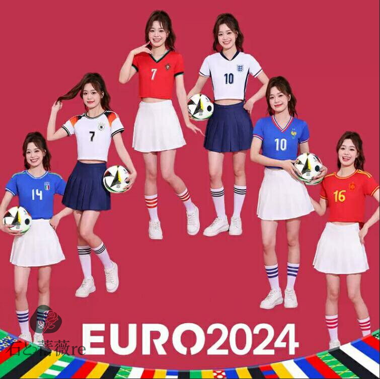 レディースダンス衣装 チアガール上下2点セットアップ　靴下おまけ　運動会　サッカー試合　プリーツス..