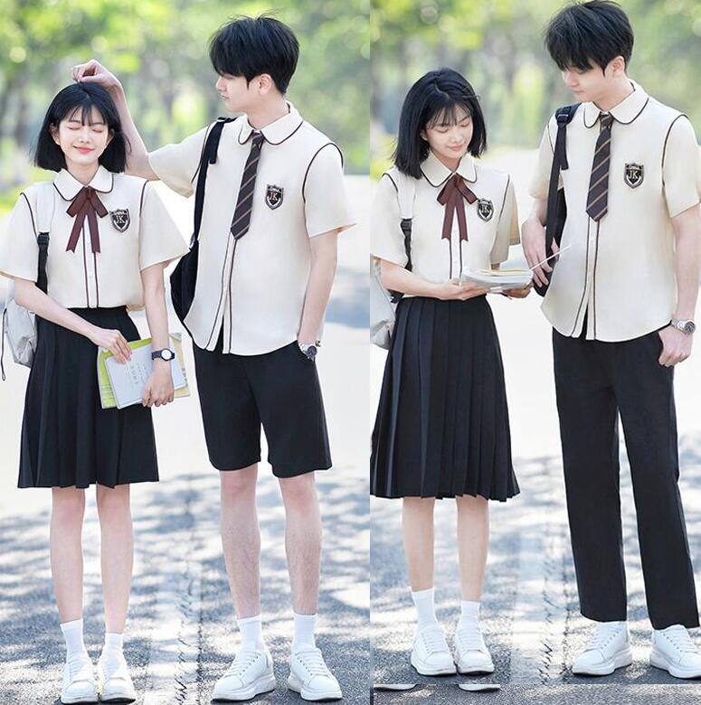 カップルペア学園制服 中高生大学生お揃いクラス衣装 スクールウェア イギリス風ップスプリーツスカート メンズ長/半パンツセット 合唱団 普段着 舞台演出服 部活...