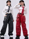 子供ジャズダンス衣装  臍出しシャツ ネクタイ付き 2点/4点セット 格好いいヒップホップジャズダンス衣装 puパンツ  女の子舞台ダンス衣装 コスチューム ス...