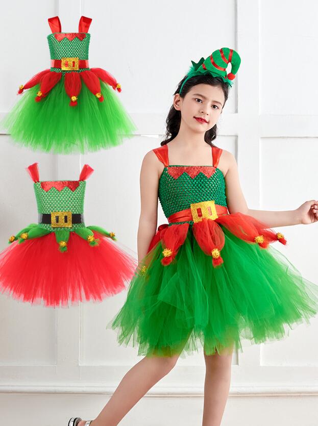 子供クリスマスワンピース　女の子コスプレワンピース　キャミソール　女の子チュールスカート　リボン..