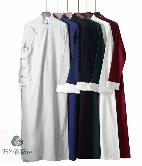 チャイナ服 チャイナロング丈カーディガン　漢服　チャンパオ 長袍 メンズ 男性用 ロング 丈 漫才中華服 中華民国民族衣装 唐装 漢服 綿麻 舞台演出服