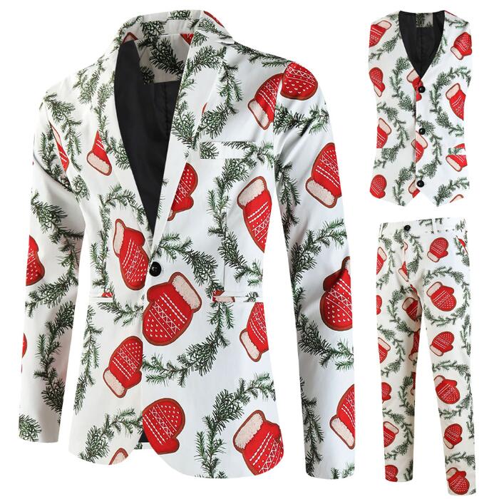 メンズスーツセット　クリスマスジレベスト　ロング丈パンツ　タキシードジャケット　ギフト　手袋　Christmas単品/2点/3点セット　二次会コスプレステージ演出服アウター　舞台ダンスウェア　団体服　発表会　カラオケ　パーティー　年会写真撮影