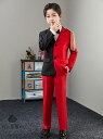 男の子カジュアルスーツセット パンツセット 切り替えジャケット スーツパンツ 長袖ワイシャツ 肩章あり ジャズダンス衣装 ジュニア フォーマル リボン キッズス...