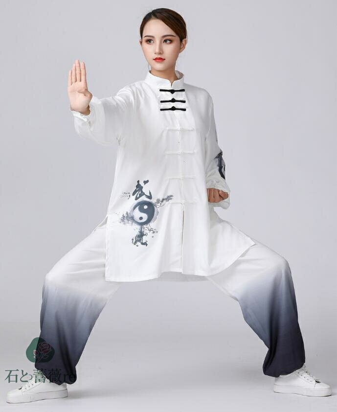 春秋男女兼用太極拳専用服 切り替え大人太極拳演出服 武術チャイナ風太極拳舞台衣装 団体服/朝練/トレーニングプレゼント/試合選択太極拳/武術 カンフー/スポッツ...
