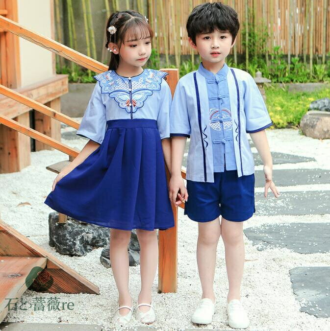 中華子供ダンス衣装 チャイナチダンス衣装 蝶柄刺繍ワンピース 子供漢服 キッズ民族風出演服 中華コスプレ衣装 ハロウィンコスプレ クリスマス 女の子 男の子中華服 中国コスチューム 学園祭 イベント 中華舞台衣装 ステージ衣装