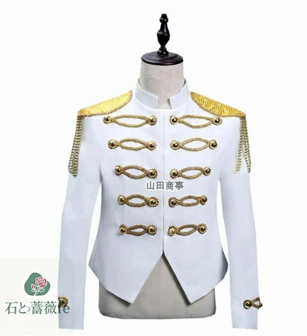 ステージジャケット 宮廷風スーツジャケット ヒップホップ タキシードステージ衣装スーツジャケット舞台ステージコート　スパンコール付き 歌手結婚式イベント発表会演出司会者DJダンス衣装王子様 ステージ演出服 結婚式 イベント 発表会 忘年会 司会者 DJ ダンス衣装