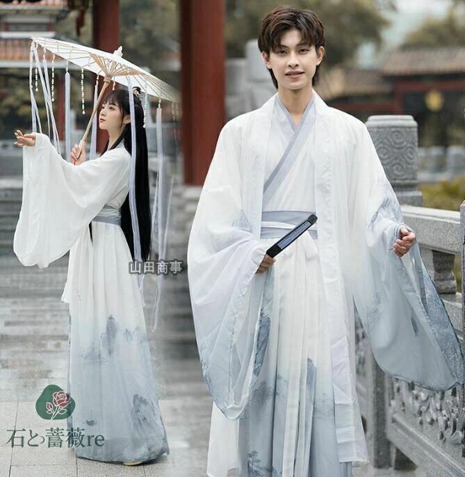 カップルペア漢服　交差襟 コスプレ衣装 大人 男女兼用 チャイナ服 チャイナドレス 中華服 華流 時代劇..