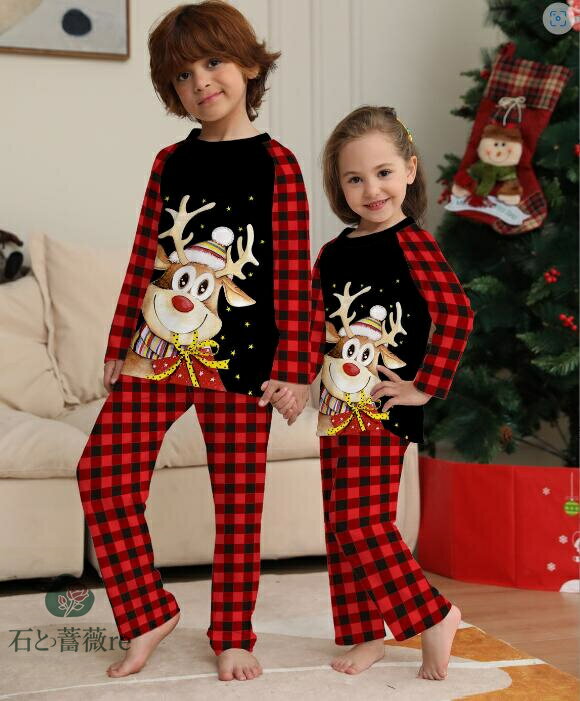 パジャマ 親子ペアパジャマ　ルームウェア上下セットアップ 家族お揃い 部屋着　長袖パジャマ上下セット写真撮影パジャマ 家族お揃い パジャマ Christmas親子ペアルームウェアベビー子供ママパパ家族部屋着長袖パジャマ上下セッS-4XL 80cm-160cm　ベビーサイズ