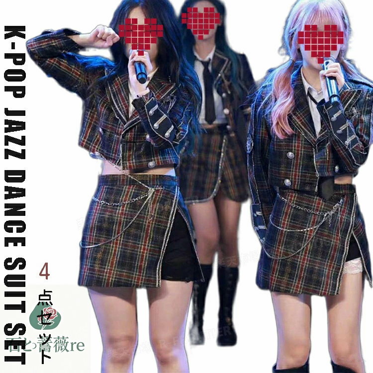 韓国 ジャズ ダンス衣装 k-pop 衣装 黒 ダンス スーツ 韓国 制服 韓国 ダンス衣装 セットアップ レディース k-pop 衣装 スーツ 韓国 アイドル 衣装 プレザー ジャケット シャツ ネクタイ スカート 黒 大人 ダンス 衣装 大人 レディース ダンス 衣装 ヒップホップ 発表会