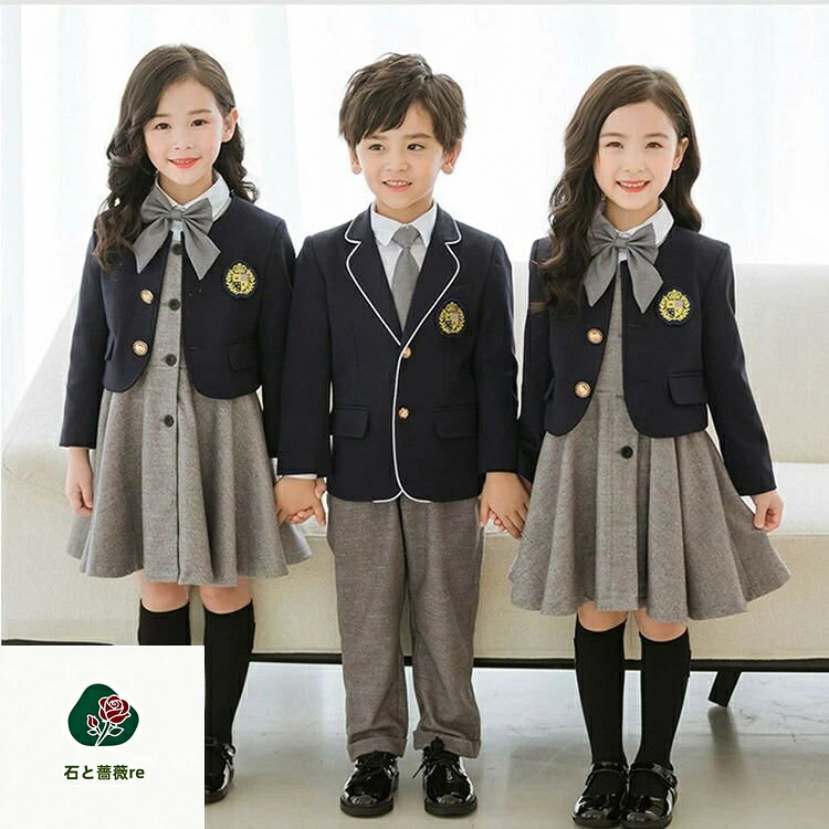Dress Suits （Girls） - キッズ フォーマル スーツ 入学式 卒業式 女の子 男の子 卒服 ジャケット 白シャツ ネクタイ ワンピース ワッペン 5点セット 長袖 七五三 卒園式 フォーマルスーツ オシャレ 子供服 面接 発表会 制服 初節句