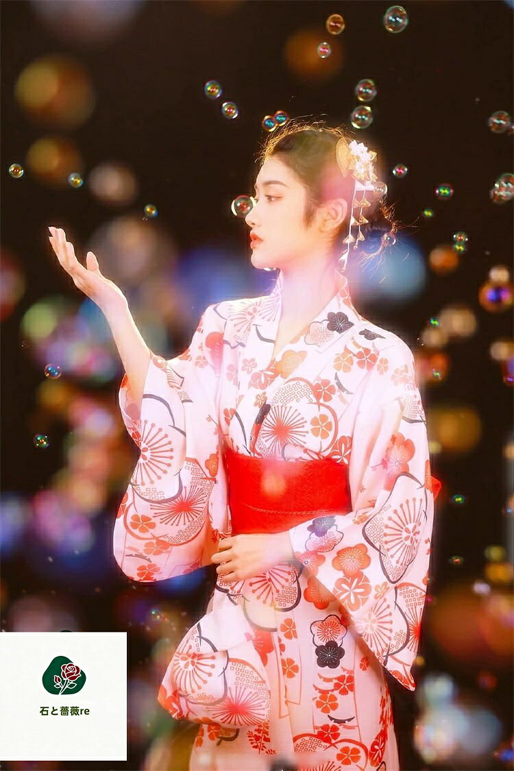 浴衣 セット レディース 着物 レッド YUKATA 柄 レトロ 浴衣 寝巻き 部屋着 花火大会 夏祭りお出かけ 大正浪漫 卒業式 盆踊り 女性用 女性浴衣 ゆかた 女性用 大人用 可愛い 撮影用 プレゼント フリーサイズ