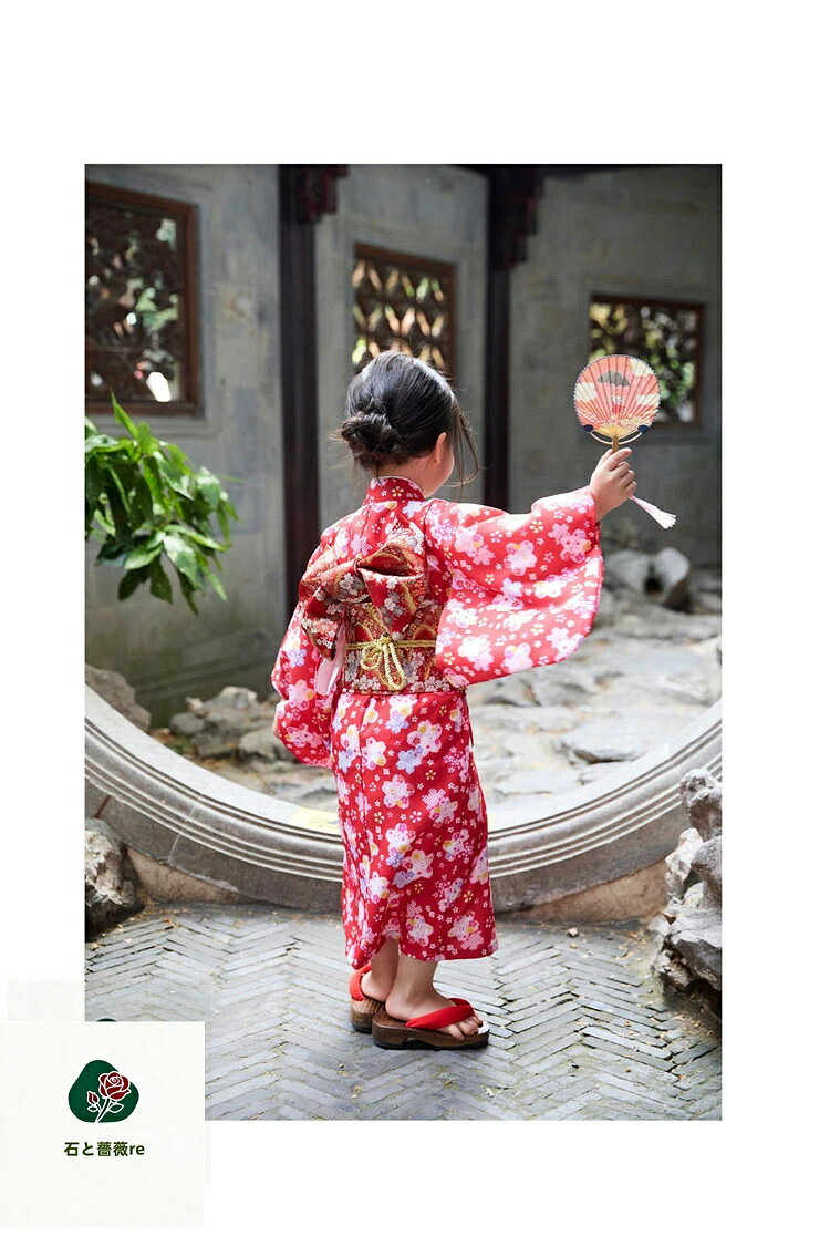 伝統的 赤 子供服 女の子 浴衣 セット キッズ レッド ピンク 紫 黄 桜柄 花柄 夏着...