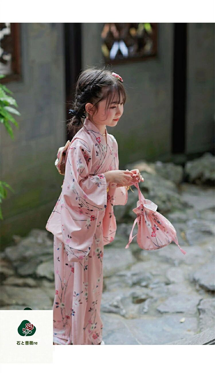 キッズ 浴衣 セット 女の子 子ども 花柄 浴衣 女児 ピンク 子供 ガールズ 桜柄 娘 ...