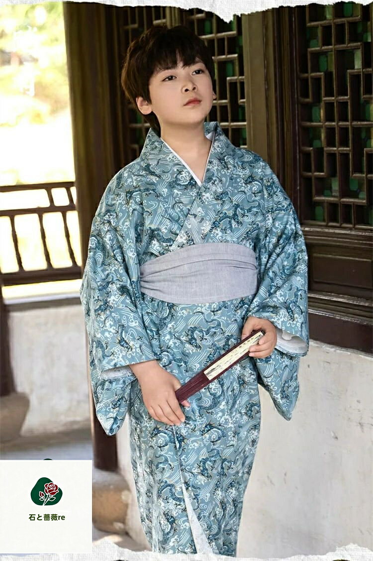 キッズ 男の子 浴衣 セット 子供 子ども とんぼ 息子 ボーイズ 小学生 ゆかた 可愛...