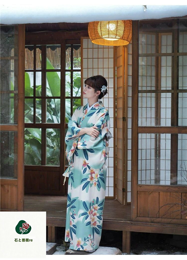 グラデーション 水彩 緑 白 和モダン 女性浴衣 レディース 浴衣セット 4点セット足袋 同柄巾着 エレガント 女性用 ピンク 桜柄 お花 古典柄 植物 夏着物 涼しい 参拝 観光 披露宴 結婚式 イベント 撮影 可愛い おしゃれ お祭り 盆踊り 花火大会 夏祭り 成人式 縁日
