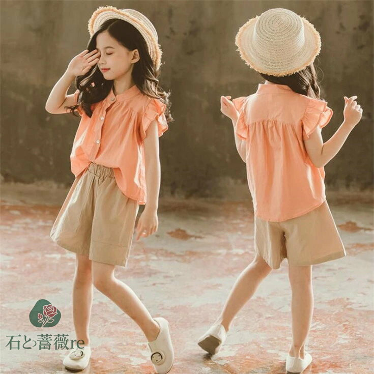 韓国子ども服 女の子 子供服 セットアップ パンツセット 夏 ガールズ カジュアル ノースリーブ 姫系 ショーツ ハーフパンツ 上下 女の子 可愛い キッズ おしゃれ スポーツウェア