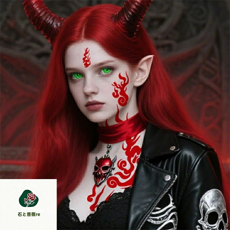 石と薔薇reのレッド イエロー 炎 焔 ハロウィン シール ハロウィン タトゥーシール ハロウィン 飾り ボディシール 顔 フェイスシール 鎖骨 ステッカー コスプレ 仮装 変装 メイクタトゥーシール ハロウィン メイクシール｜アングル3