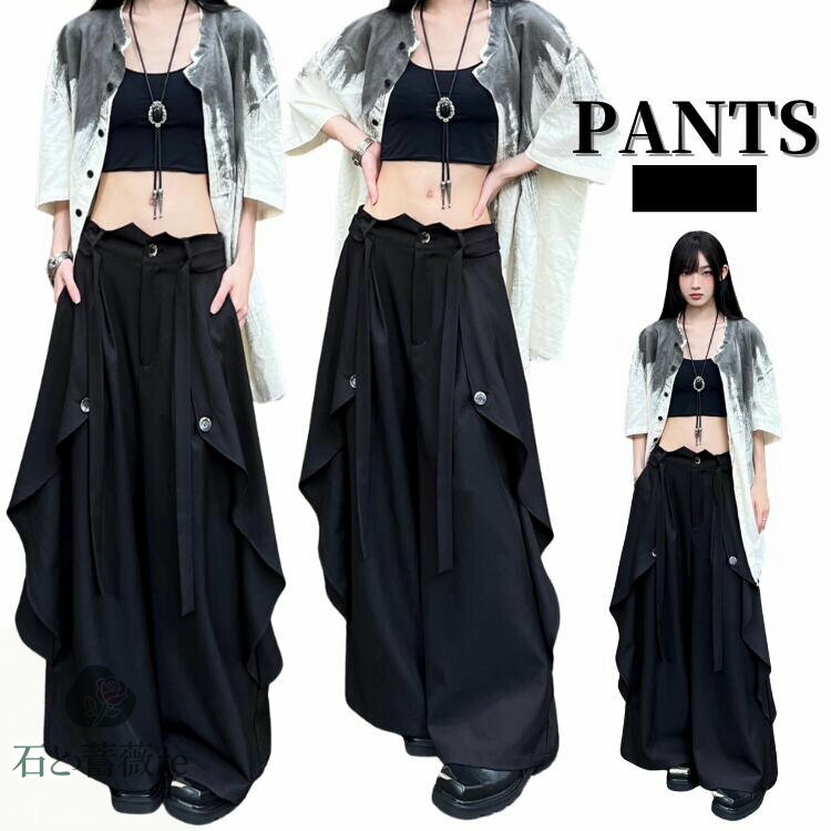 袴パンツ 病みかわ サルエル 男女兼用 アシンメトリー ブラック 黒 スカート風 ダンス衣装 スカート ブラック k-pop アイドル 衣装 ホワイト ボトムス 送料無料 ヒップホップ 韓国 ステージ ジャズ ヒップホップ 演出服 ダンス かわいい ダンス 服 衣装 発表会 レディース