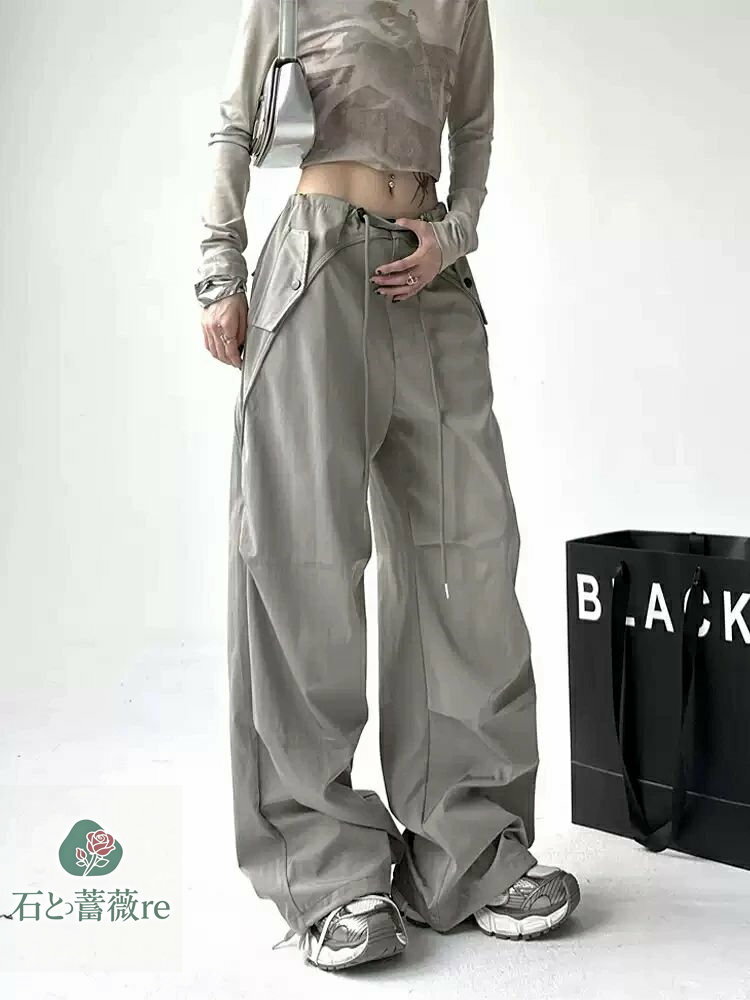 石と薔薇reのカーゴパンツ ダンス衣装 黒 灰色 パンツ レディース ダンスパンツ ボトムス ズボン ゆったり ワイドパンツ ヒップホップ ストリー ファッション ダンサーパンツ ジョガー パンツ カジュアルパンツ ロングパンツ 普段着｜アングル3