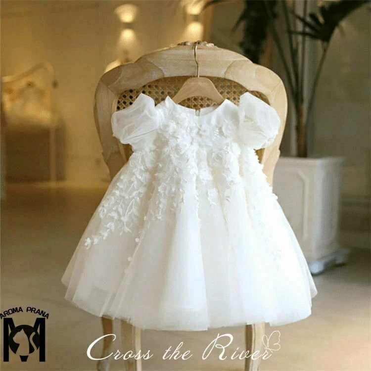 リングガール ドレス ベビードレス 結婚式 80 90 フラワーガール セレモニードレス 赤ちゃん チュールドレス 発表会 ドレス 子供ドレス ピアノ発表会 ワンピース 女の子 演奏会ドレス 七五三 キッズ 子供 ホワイト パフスリーブ お宮参り 百日祝い 誕生日 入園式 80-160cm