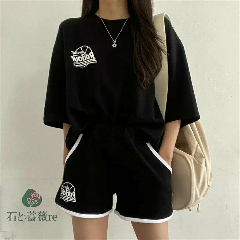 セットアップ 可愛い 大きいサイズ ジョギング レディース ジャージ セットアップ ジャージ 上下セット 半袖 スウェット シンプル おしゃれ 上下 2点 カジ...