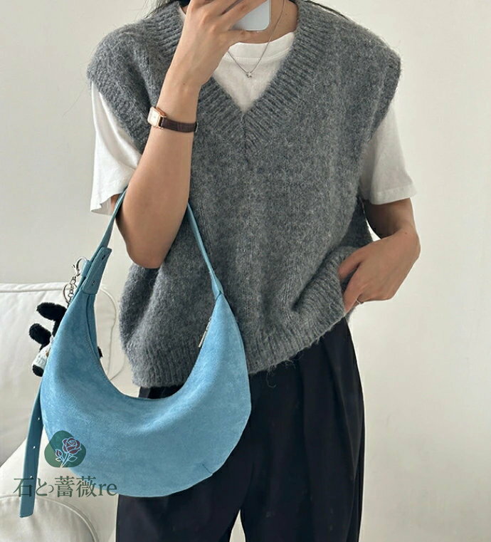 レディース 上品 スエード アンダーアーム 三日月バッグ