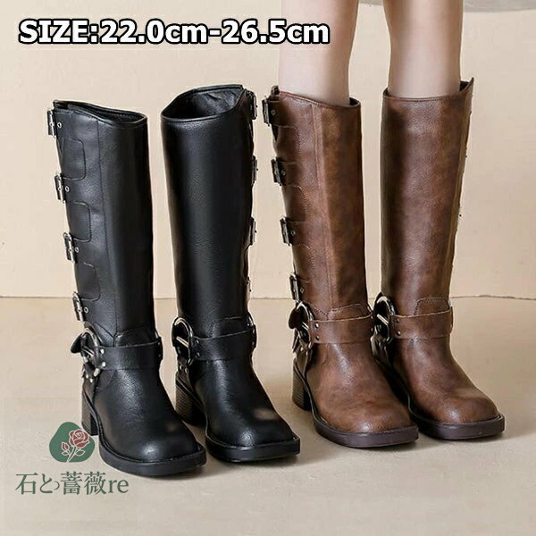 ロングブーツ ブーツ レディース ロング エンジニアブーツ エンジニア シンプル 疲れない チャンキーヒール 防寒 ロングブーツ ブーツ 厚底 大きい 筒周り ...