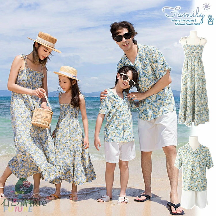 リンクコーデ 親子 セット ママ 娘 おそろい 花柄シャツ 夏 親子 ペアルック ワンピース 親子コーデ 親..