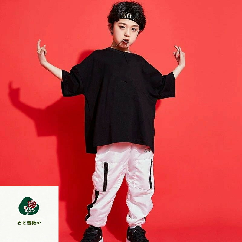 部分即納 白 カーゴパンツ ズボン キッズ ダンス 衣装 キッズダンス衣装 単品販売 ...