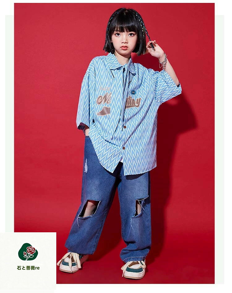 ［夏・新品］キッズダンス衣装 チアガール シャツ パンツ 男の子 女の子 ギンガム ...