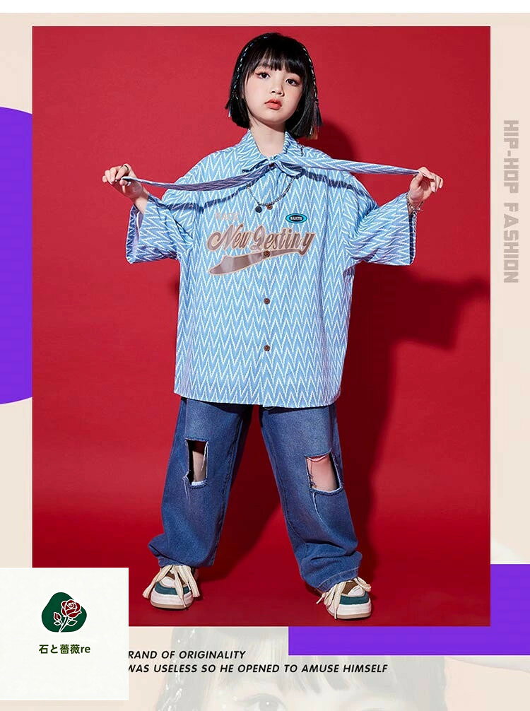 ［夏・新品］キッズダンス衣装 チアガール シャツ パンツ 男の子 女の子 ギンガム ...