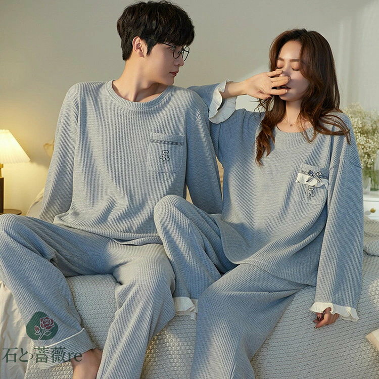 ペアパジャマ カップル ペアパジャマ 秋 冬 カップル ペア ルームウェア 上下 セット 長袖 お揃い結婚祝い プレゼント ペアパジャマ ペアルック レディース...