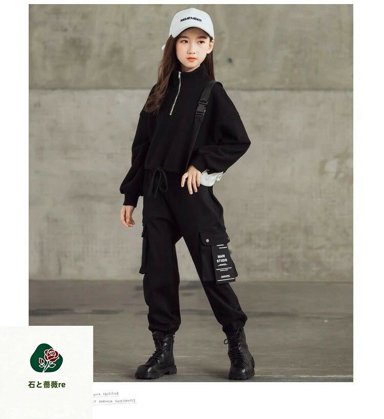 韓国 子供服 ダンス衣装 キッズ ヒップホップ 派手 女の子 トップス 長ズボン パン...