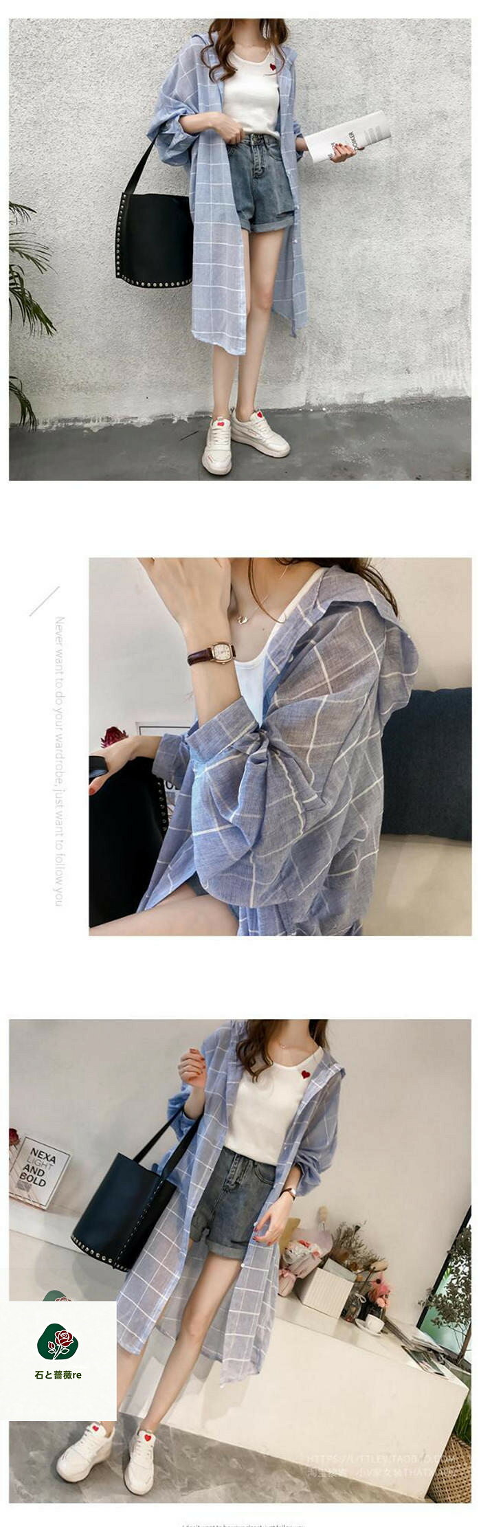 石と薔薇reのUVカット パーカー シャツ ガウン レディース トレンチコート 日焼け止め服 ラッシュガード フード付き 長袖 透け感 ロングカーディガン 薄手 着痩せ 春 夏 夏服 リゾート 長袖 ゆったり ビーチ アウター UVカット ライトアウター 前開き 羽織り 紫外線対策 送料無料｜アングル2