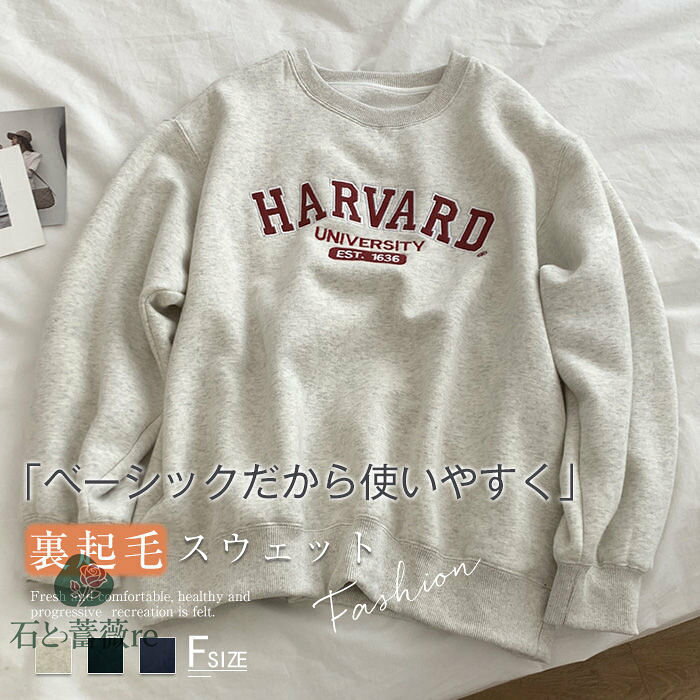 スウェット レディース 裏起毛 秋冬 トレーナー 暖かい レディース 大きいサイズ クルーネック 秋 冬 厚手 あったか レトロ きれいめ プルオーバー カット...