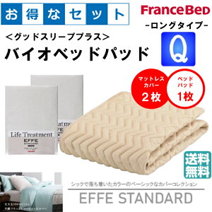 お得なセレクト3点セット ロングタイプ クィーン EFFEスタンダード バイオベッドパッド 抗菌・防臭加工 洗える カラー2色 すべり止めゴム付 洗濯ネット付 送料無料