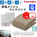お得なセレクト3点セット クィーン EFFEスタンダード 羊毛メッシュベッドパッド 抗菌・防臭加工 洗える カラー4色 すべり止めゴム付 送料無料(3)
