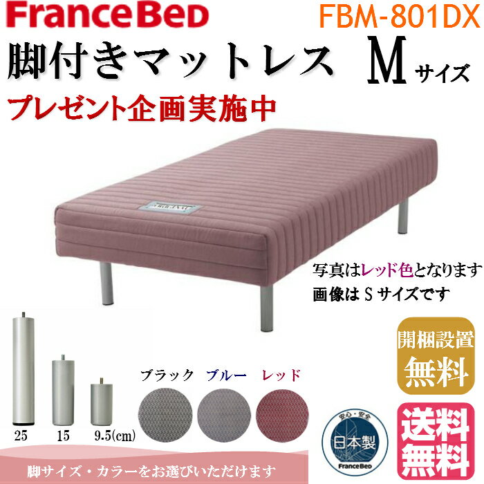 楽天isサポート　楽天市場店【シーツプレゼント】【玄関受取でお買い得】 フランスベッド 脚付きマットレス FBM−801DX セミダブル 脚つきマットレス あしつきマットレス 日本製 脚付き マットレス 脚付きマットレスセミダブル ブラック ブルー レッド セミダブルマット ベッドマット 送料無料