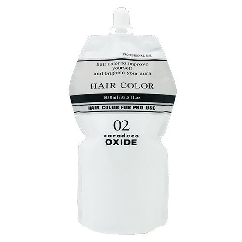 中野製薬 ナカノ キャラデコ HAIR COLOR 第2剤 過酸化水素2％ オキサイド02 1050ml NAKANO caradeco HAIR COLOR OXIDE ●珠玉のラインナップ ファッションカラーからファーストグレイ、そしてグレイカラーまでをひとつのブランドでラインナップしました。 ミックス自在ですべての世代に思い通りの色を提案できます。 さらに、ワンプロセス施術を可能にする「ハイカラー」とカラーインターバルの新たなメニュー提案を可能にする「クイックタイプ」をラインナップしました。 あらゆるヘアカラーシーンに応える珠玉のラインナップです。 ●珠玉のコンディションと快適性を叶えるALC(アニオン性液晶)ベース 染色性の向上 ・有効成分が効率よく毛髪内部へ作用 ・カチオンフリー、シリコーンフリーによる染色性向上 頭皮への負担の軽減 ・染料&アルカリ減量 ダメージの軽減 ・残留アルカリの解消 ・アルカリ約30%減量 操作性の向上 ・やわらかい設計のクリームにより、出しやすさ、混ぜやすさ、塗布、コームスルー、チェック、乳化の操作性向上 不快臭の軽減 ・ALCベースがアンモニアの揮発を抑制 ・カモミールの香調 ダメージ補修・リペアメント成分の吸着性向上 ・ヘアカラーによって失われるタンパク質の類似成分配合→加水分解PPT ツヤ感となめらかさを付与 ・抱水性に優れたコレステロール誘導体&ラノリン配合 メーカー 中野製薬(株) 区分 化粧品 製造国 日本製 広告文責 有限会社アイリス TEL/FAX：078-646-8629 ■注意事項■&nbsp; ■ご注意下さい■ ・理美容資格をお持ちの方 ・美容従事者 ・業者様 商品知識をお持ちの方のみに販売させていただきます。 使用方法を間違えると事故につながる商材となりますので 技術者専用の商品となります。自己責任の下でご使用ください。 免責事項といたしまして何か不都合が起こりましても 弊社では一切の責任は負いません。 ■ご使用上の注意 ・目に入ったときは、すぐに洗い流して下さい。 ・頭皮に傷や、はれもの、湿疹等の異常があるときは、使用はされないでさい。 ・極度に高温や低温となる場所や直射日光の当たる所には保管しないでください。 ・使用中や使用後に刺激等の異常があらわれた際は、使用を中止して 　皮膚科専門医などへ、ご相談をおすすめいたします。 ■パッケージ・デザインは予告なく変更となる場合があります。 ■カラー色見本につきましてはモニターによりカラーの見え方がかわりますことご了承ください。 ＊複数店舗で在庫管理を行っているため在庫が無い場合は発送までお時間をいただく場合があります。