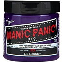 マニックパニックヘアカラー ライラック 118ml MANIC PANIC アルカリカラーでも、中性カラーでも、マニキュアでもない。 海外ではビタミンカラーと呼ばれている酢とハーブでできたpH3.5の直接染料。 ノンダメージで補色できて、さらに、ツヤ感、手ざわり感がUPする。 一言で言うならば色のつくトリートメントです。 NY30年の歴史をもち、トップサロンのトップカラーリストに愛用され、多くのセレブ、 ハリウッドスター、スーパーモデルに指名されるカラーです。 やさしい紫。青っぽいパープルです。 脇役でも意外と活躍するのがこの色。 ベースをこの色で染めてあげれば、黄ばみを飛ばし、青や紫系の MANIC PANIC(マニックパニック)がはっきりと染まってくれます。 濃さの目安：5/5 ■使用上のご注意■ 衣服や帽子などへの色移りにご注意ください。 頭皮に異常が生じていないかよく注意して使用してください。 化粧品がお肌に合わないとき即ち次のような場合には、使用を中止してください。 そのまま化粧品類の使用を続けますと、症状を悪化させることがありますので、 皮膚科専門医等にご相談されることをおすすめします。 (1)使用中、赤み・はれ・かゆみ・刺激・色抜け( 白斑等 )や黒ずみ等以上があらわれた場合。 (2)使用したお肌に直射日光があたって上記のような異常があらわれた場合。 傷やはれもの・しっしん等、異常がある部位にはお使いにならないでください。 目や口に入ったときや皮膚についたときは直ぐに洗い流してください。 吸入しないように注意してください。 極端に高温または低温の場所、直射日光の当たる場所、乳幼児の手の届く所には保管しないでください。 ご使用前にパッチテストを行って頂き、お肌に異常が生じていないかよく注意して使用してください。 お肌に合わない場合はご使用をおやめください。 【ご使用上の注意】 ●お肌に合わないときは、ご使用をお止め下さい。 そのままご使用を続けますと、症状を悪化させることがありますので 皮膚科専門医等にご相談されることをお進め致します。 ●傷やはれもの、湿疹等、異常のある部位にはお使いにならないで下さい。 ●乳幼児の手の届かないところに保管して下さい。 ●直射日光の当たる場所、極端に高温や低温になる場所には保管しないで下さい。 ●その他、本商品の取り扱いをよく読んでご使用下さい。 ■複数店舗で在庫共有のため万が一在庫がない場合は、 納期をメールでおしらせします。 ■パッケージ・デザインは予告なく変更となる場合があります。 ■商品は品質改良の為、予告なく仕様を変更する場合がございます。 ■商品がリニューアルした場合はリニューアル後の商品をお届けする場合があります。ゆうパケット及びレターパックプラスでの発送は日時指定、代引き不可となります。 箱潰れ等の商品の保証はございませんのでご了承の上、ご購入下さい。 　メーカー　 　マニックパニック　 &nbsp;区分 &nbsp;化粧品 &nbsp;製造国 &nbsp;　海外　 &nbsp;広告文責 &nbsp;愛らんどびゅーてぃTEL/FAX：078-646-8629