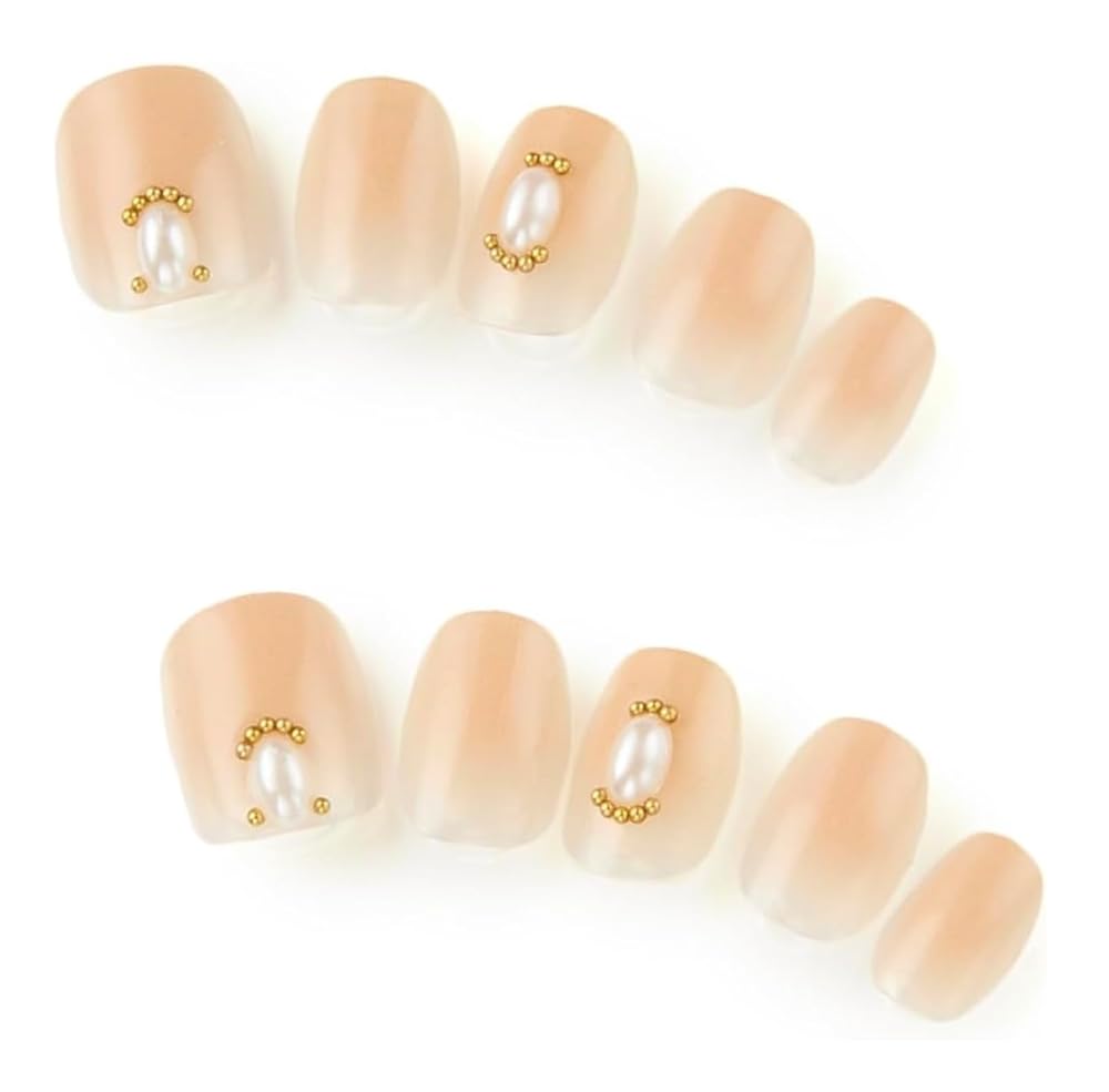 【日本製】ゆずネイル ネイルチップ ベリーショート つけ爪 短め シンプル 可愛い テープ (ベージュ)