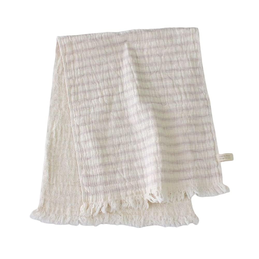 天衣無縫 スラブガーゼ フェイスタオル ボーダー 日本製 オーガニックコットン タオル 綿100％ パープル